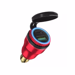 Dual USB Quick Charger DIN Hella Type C Digital Display Adapter For BMW - C Red-Blue Light
