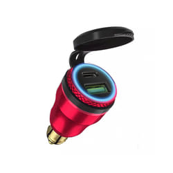 Dual USB Quick Charger DIN Hella Type C Digital Display Adapter For BMW - C Red-Blue Light