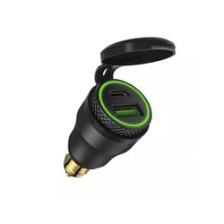 Dual USB Quick Charger DIN Hella Type C Digital Display Adapter For BMW - C Black Green