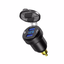 Dual USB Quick Charger DIN Hella Type C Digital Display Adapter For BMW - A Black Blue