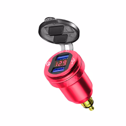 Dual USB Quick Charger DIN Hella Type C Digital Display Adapter For BMW - A Red-red screen