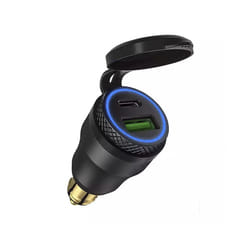 Dual USB Quick Charger DIN Hella Type C Digital Display Adapter For BMW - C Black Blue