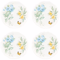 Lenox Butterfly Meadow Melamine Dinner Plates (Set of 4), White