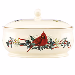 Lenox Winter Greetings Covered Dish  4.85 LB  Red & Green