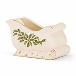 Lenox Holiday Sleigh Candy Dish  1.40 LB  Red & Green