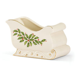 Lenox Holiday Sleigh Candy Dish  1.40 LB  Red & Green