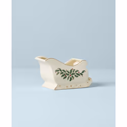 Lenox Holiday Sleigh Candy Dish  1.40 LB  Red & Green