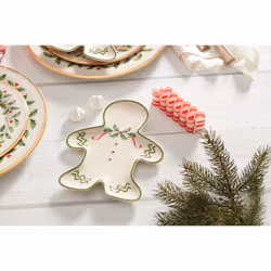 Lenox Holiday Gingerbread Man Accent Plate  0.70 LB  Red & Green