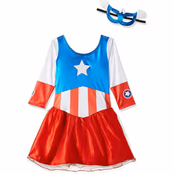 Rubie's Official Captain America + Mask Girls Fancy Dress Marvel Superhero Kids Childs Costume