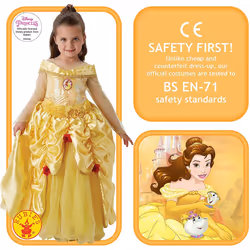 Rubie's Official Disney Premium Belle Girls Fancy Dress Princess Beauty Childs Deluxe Costume - Large