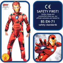 Rubie's Official Marvel Avengers Iron Man Deluxe Childs Costume, Kids Superhero Fancy Dress