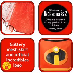 Rubie's Official Disney Pixar, Incredibles 2 Childs Costume, Girls Tutu Dress