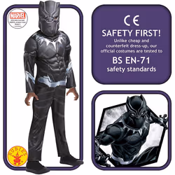Rubie's Official Marvel Avengers Black Panther Deluxe Childs Costume, Kids Superhero Fancy Dress