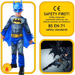 Rubie's Official DC Comics Batman Comic Book Child's Classic Costume, Superhero Fancy Dress