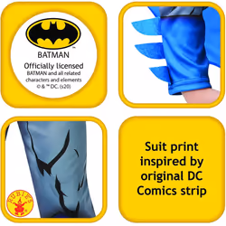 Rubie's Official DC Comics Batman Comic Book Child's Classic Costume, Superhero Fancy Dress