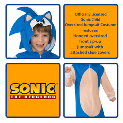 Rubie's boys Sonic Oversized Jumpsuit Costume  As Shown  Medium US