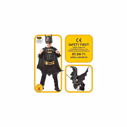 Rubie's Official Batman Black Deluxe Child's Costume, Superhero Fancy Dress, Child's Age 9-10 Years Height 140 cm