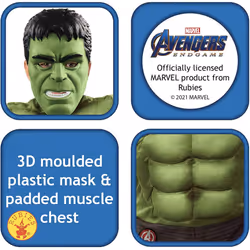 Rubie's Official Marvel Avengers Endgame Hulk Deluxe Childs Costume, Kids Superhero Fancy Dress