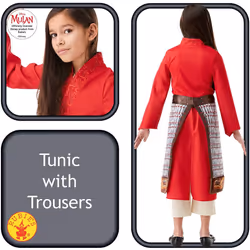 Rubie's Official Disney Mulan Movie Costume, Mulan Deluxe Warrior, Childs Fancy Dress