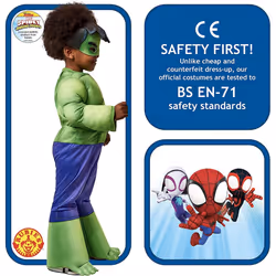 Rubies Official Marvel Spidey and His Amazing Friends Hulk Deluxe Toddler Costume, Kids Superhero Fancy Dress