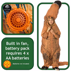 Official Rubie's Jurassic World T-Rex Costume, Inflatable Childs Fancy Dress Onesize - Age 5-7 Years