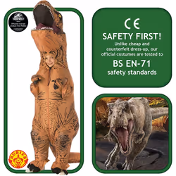 Official Rubie's Jurassic World T-Rex Costume, Inflatable Childs Fancy Dress Onesize - Age 5-7 Years