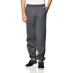 gildan Mens Fleece Elastic Bottom Sweatpants with Pockets  Style g18100  Dark Heather  Large