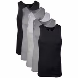 Gildan Men's A-shirt Tanks  Multipack  Style G1104  Grey/Black (5 Pack)  Large