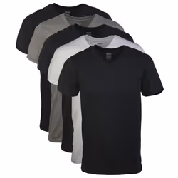 Gildan Men's V-Neck T-Shirts Multipack Style G1103 Black/Sport Grey/Charcoal (5-Pack) Large