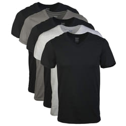 Gildan Men's V-Neck T-Shirts  Multipack  Style G1103  Black/Sport Grey/Charcoal (5-Pack)  Large