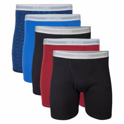 Gildan Men's Underwear Boxer Briefs Multipack Mixed Blue/Grey (5-Pack) Large