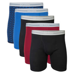 Gildan Men's Underwear Boxer Briefs  Multipack  Mixed Blue/Grey (5-Pack)  Large