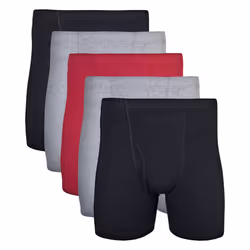 Gildan Men's Underwear Covered Waistband Boxer Briefs Multipack Mixed Garnet 5-Pack Large