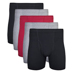 Gildan Men's Underwear Covered Waistband Boxer Briefs  Multipack  Mixed Garnet 5-Pack  Large
