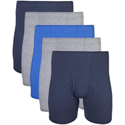 Gildan Men's Underwear Covered Waistband Boxer Briefs  Multipack  Mixed Royal 5-Pack  X-Large