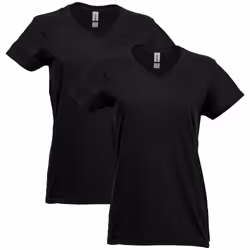Gildan Women's Heavy Cotton V-Neck T-Shirt 2-Pack Black Medium