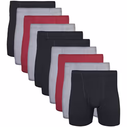 Gildan Men's Underwear Covered Waistband Boxer Briefs Multipack Black/Garnet/Graphite 10-Pack X-Large