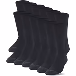 gildan Mens Polyester Half cushion crew Socks 12-Pack Black Shoe Size: 10-13