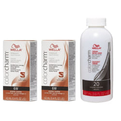 3.6oz) 6W Praline Wella Color Charm Permanent Haircolor - 6W+ 6W+Developer (Vol. 20