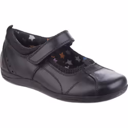 Hush Puppies Childrens Girls Cindy Senior Back To School Shoes - 3.5 UK, Black Leather