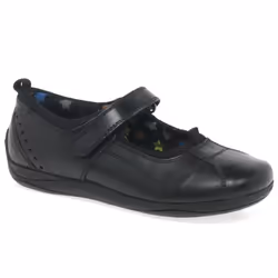 Hush Puppies Childrens Girls Cindy Senior Back To School Shoes - 3.5 UK, Black Leather