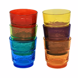 Luminarc Tumbler Drinking Glass Flower Design Coloured Set of 6 250ml Drinkware