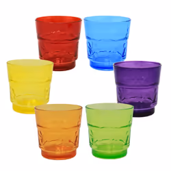 Luminarc Tumbler Drinking Glass Flower Design Coloured Set of 6 250ml Drinkware
