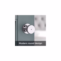 Pismo Privacy Locking Door Knob, Interior Handle with Keyless Lock for Bedroom and Bathroom Doors, with Round Rose in Polished Chrome