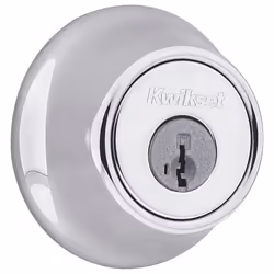 Kwikset 660 Deadbolt Deadbolt Lock  Polished Chrome Round Exterior Keyed Front Entry Door  Pick Resistant SmartKey Rekey Secu ...