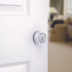 Kwikset 660 Deadbolt Deadbolt Lock  Polished Chrome Round Exterior Keyed Front Entry Door  Pick Resistant SmartKey Rekey Security  Single Cylinder Dea