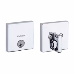 Kwikset Downtown Deadbolt Lock Polished Chrome Square Exterior Keyed Front Entry Door Pick Resistant SmartKey Rekey Securit ...