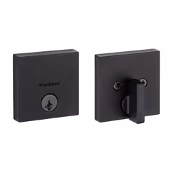 Kwikset Downtown Deadbolt Lock Matte Black Square Exterior Keyed Front Entry Door Pick Resistant SmartKey Rekey Security S ...