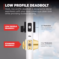 Kwikset Downtown Deadbolt Lock  Matte Black Square Exterior Keyed Front Entry Door  Pick Resistant SmartKey Rekey Security  Single Cylinder Dead Bolt