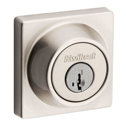 Kwikset 660 Contemporary Deadbolt Deadbolt Lock  Satin Nickel Square Exterior Keyed Front Entry Door  Pick Resistant SmartKey Rekey Security  Single C